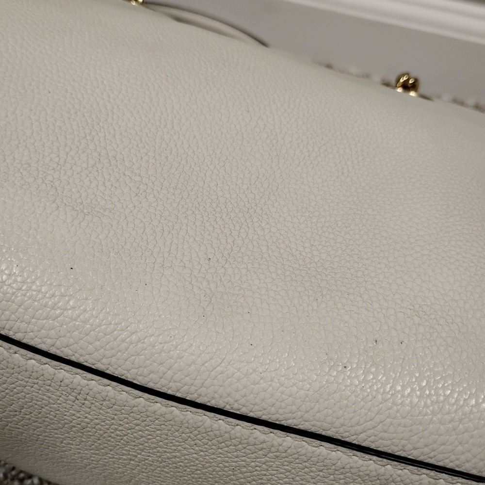Authentic Coach 57107 Turnlock Chain Tote Chalk Pebbled Leather Shoulder Bag - Picture 8 of 16